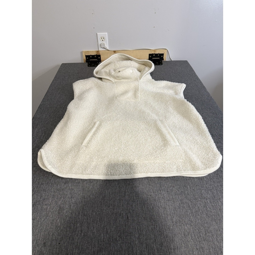 HAVEN Well Within Talbots Size XL IVORY SHERPA HOODED VEST Sleeveless Winter